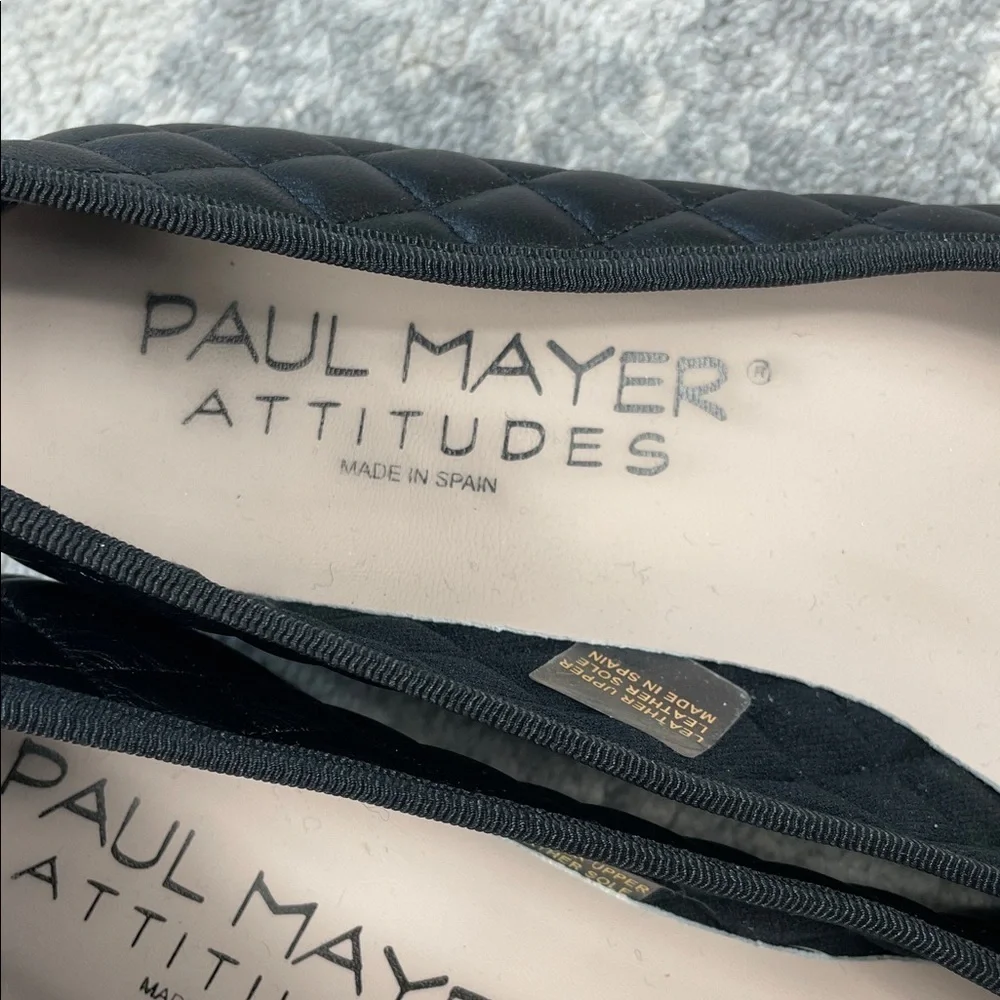 Paul Mayer Attitudes Titou Cap Toe Pump Black Quilted Leather Sz 10